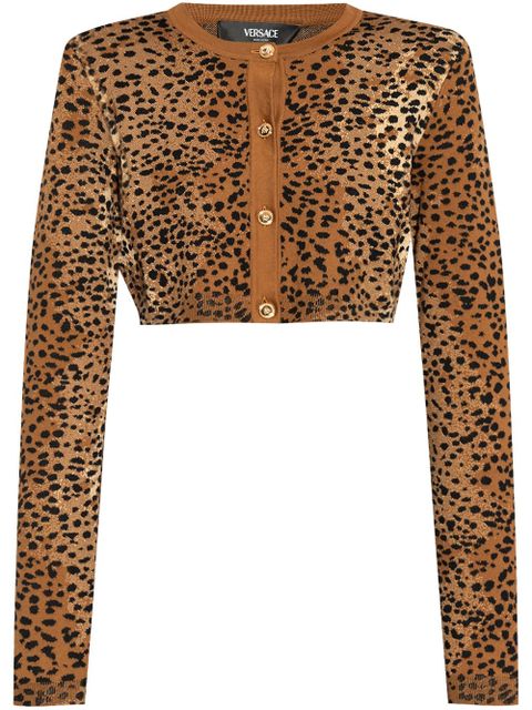 Versace leopard-print cropped cardigan - Brown - zdjęcie produktu nr 1