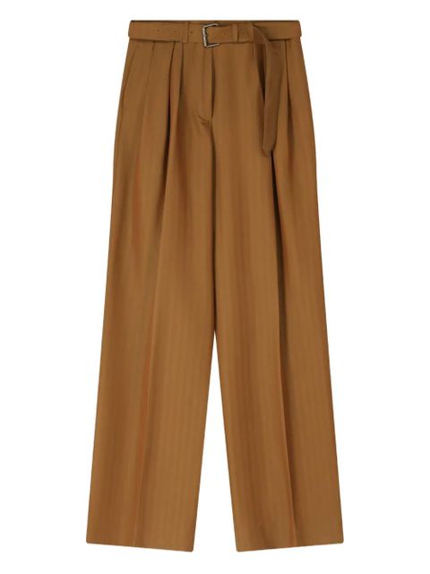 DRIES VAN NOTEN herringbone belted trousers - Brown - zdjęcie produktu nr 1