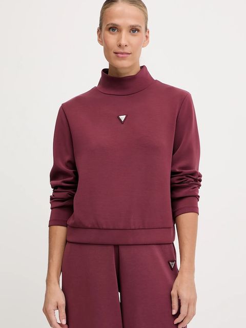 Guess bluza OLYMPE damska kolor bordowy gładka V4YQ05 KCAY2 - zdjęcie produktu nr 1