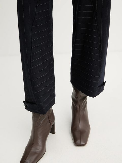 Pinko spodnie z dodatkiem wełny damskie kolor granatowy proste high waist 105707 A2QY