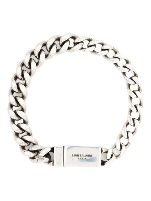 Saint Laurent engraved-logo chain-link bracelet - Silver