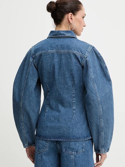 Rotate koszula jeansowa damska kolor niebieski slim z kołnierzykiem klasycznym 1151701602