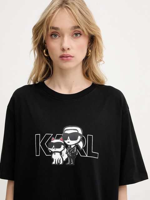 Karl Lagerfeld t-shirt bawełniany IKON damski kolor czarny A3W17084