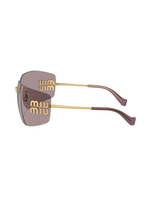 Miu Miu Eyewear logo oversize-frameless sunglasses - Gold