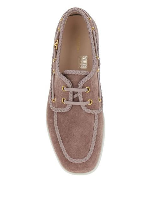 Valentino Garavani palm avenue crust nappa leather boat shoes - Pink
