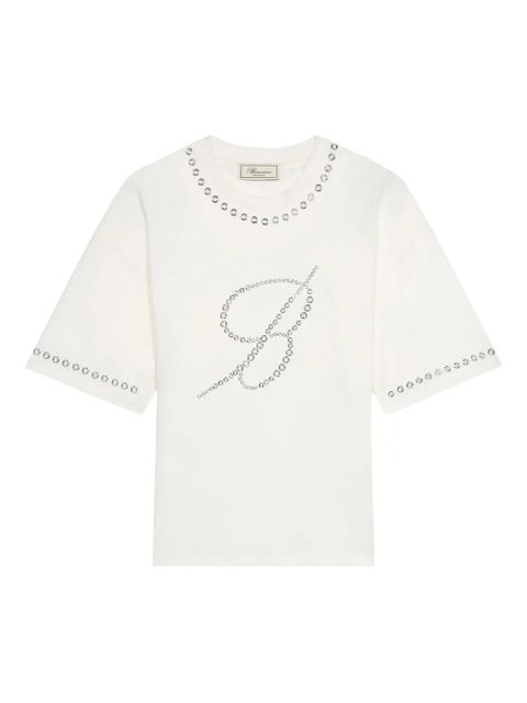 Blumarine embellished eyelet-trimmed T-shirt - White - zdjęcie produktu nr 1