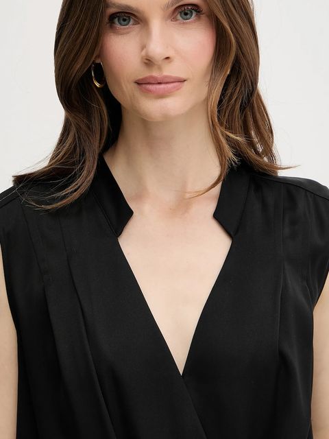 BOSS bluzka jedwabna damska kolor czarny gładka 50548238