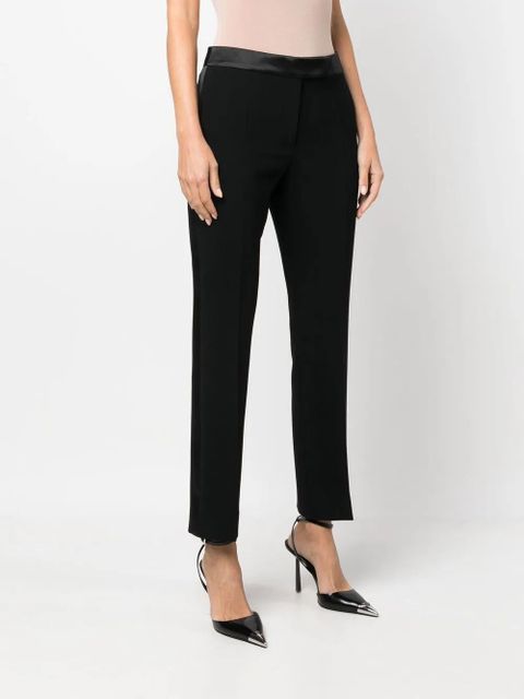 Max Mara satin-trim slim-cut trousers - Black