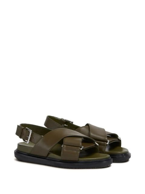 Marni cross-strap flat sandals - Green