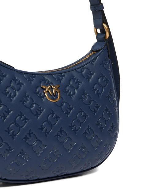 PINKO debossed-logo half-moon shoulder bag - Blue