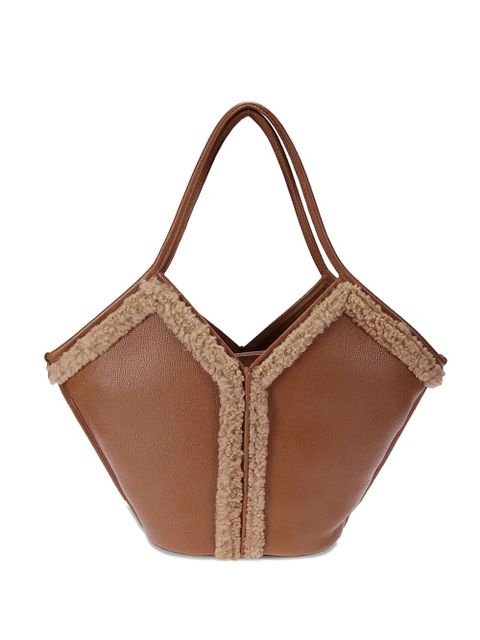 Hereu shearling-trimmed leather tote bag - Brown - zdjęcie produktu nr 1