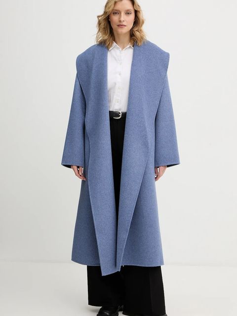 Calvin Klein płaszcz z dodatkiem wełny kolor fioletowy LV044E537G