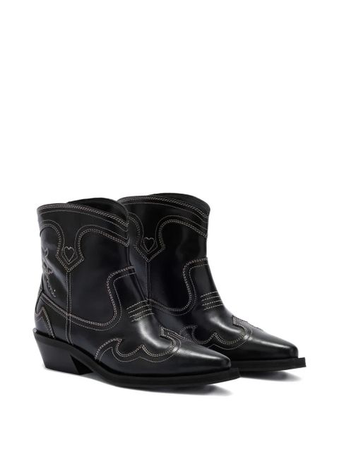 GANNI stitched pointed boots - Black - zdjęcie produktu nr 2
