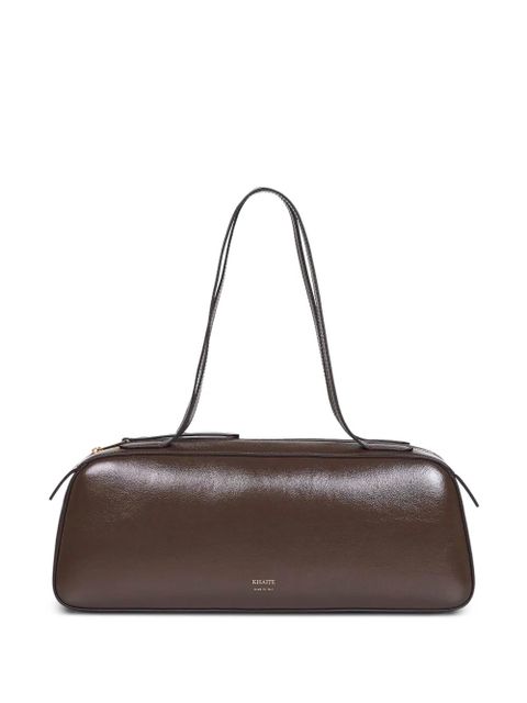 KHAITE Simona crackle patent elongated tote bag - Brown - zdjęcie produktu nr 1