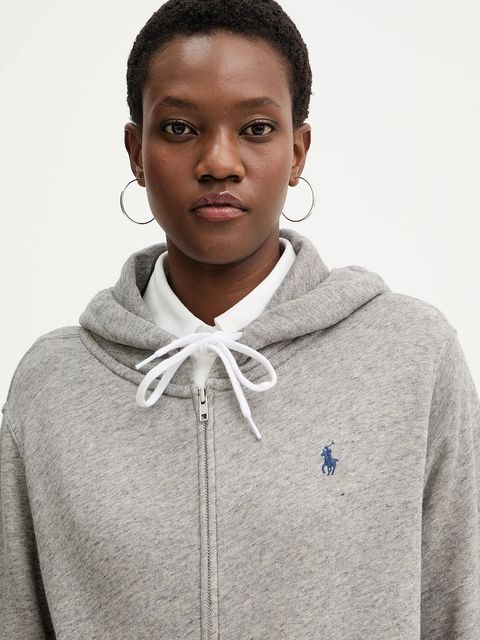 Polo Ralph Lauren bluza damska kolor szary z kapturem gładka 211971693