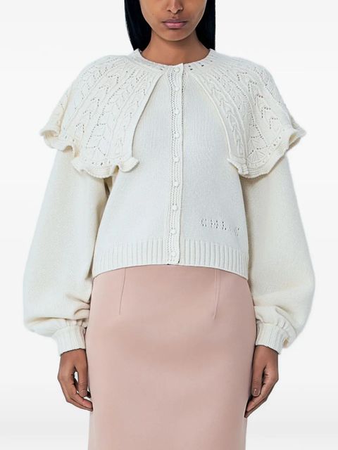 Chloé cable-knit ruffled-collar cardigan - Neutrals - zdjęcie produktu nr 1