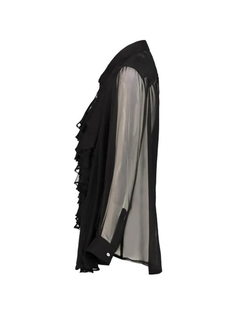 Comme Des Garçons ruffled sheer-panel shirt - Black - zdjęcie produktu nr 2