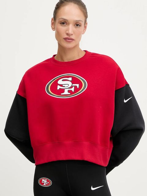 Nike bluza Oversized Crew Fleece damska kolor czerwony wzorzysta 01D7-058Y-9B-SD2 - zdjęcie produktu nr 1