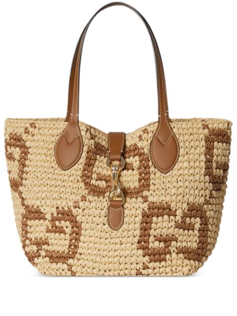 Gucci small horsebit straw tote bag - Neutrals - zdjęcie produktu nr 1