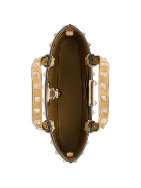 Valentino Garavani Rockstud mini suede shopping bag - Neutrals