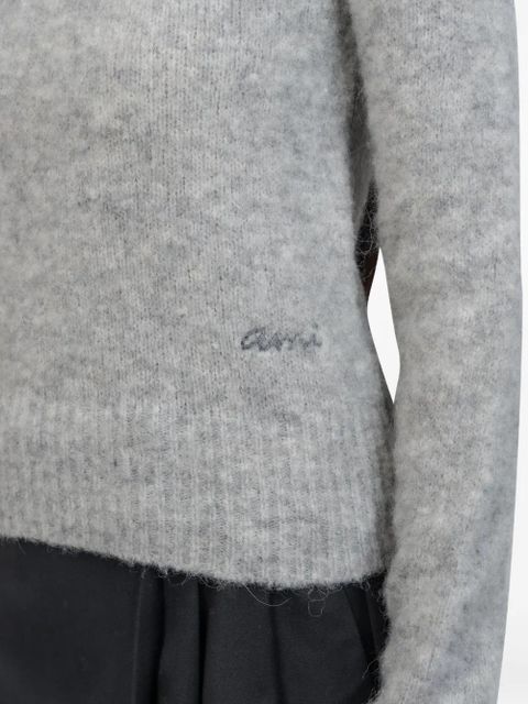 AMI Paris logo-embroidered crew-neck sweater - Grey