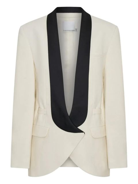 Christopher Esber contrast-lapel tuxedo blazer - White - zdjęcie produktu nr 1
