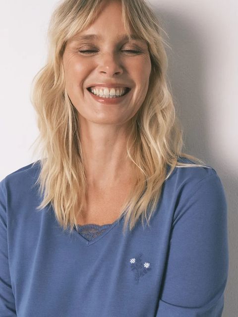 women'secret piżama bawełniana damska kolor niebieski bawełniana 3592439