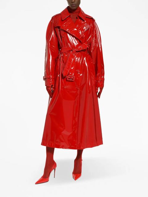 Dolce & Gabbana storm-flap patent trench coat - Red