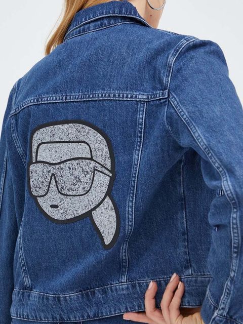 Karl Lagerfeld kurtka jeansowa damska kolor niebieski przejściowa