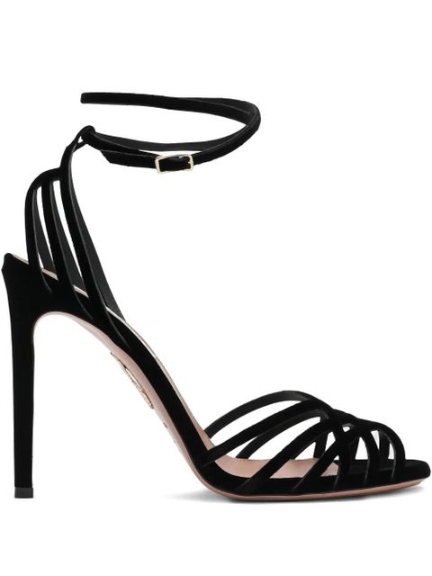 Aquazzura 105mm Wild Dream velvet sandals - Black - zdjęcie produktu nr 1
