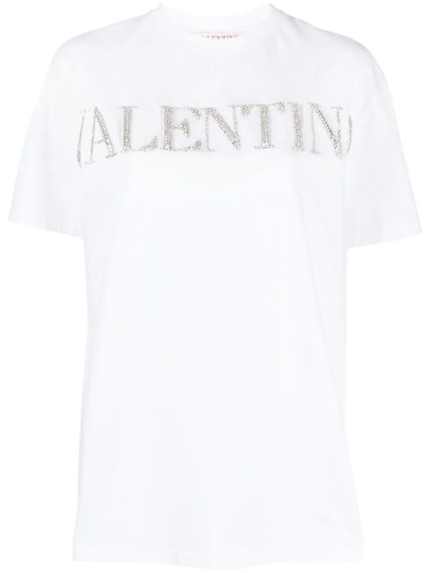 Valentino Garavani crystal-logo cotton T-shirt - White - zdjęcie produktu nr 1