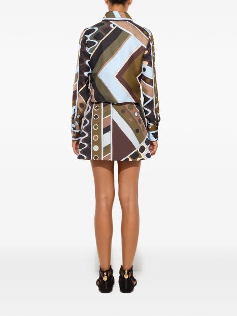 PUCCI Vivara-print silk crop shirt - Brown