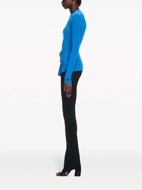 Off-White logo-print draped top - Blue