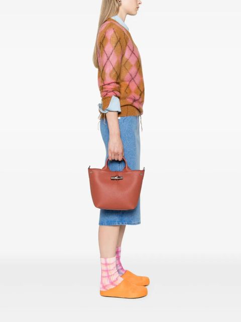 Longchamp small Le Roseau leather tote bag - Red - zdjęcie produktu nr 2