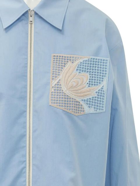 Marni lace-detail pocket shirt - Blue