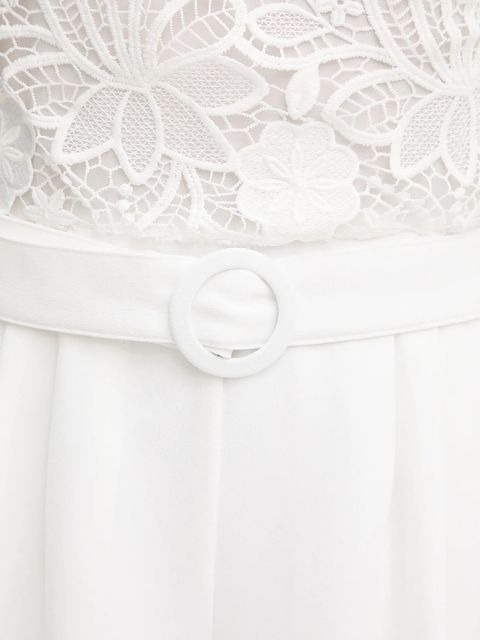 Morgan kombinezon kolor biały z dekoltem okrągłym SHIKOU