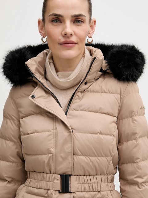 Geox kurtka puchowa CATRIA kolor beżowy zimowa W5626G T3152