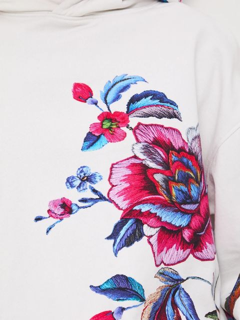 Medicine bluza bawełniana damska kolor beżowy z kapturem wzorzysta