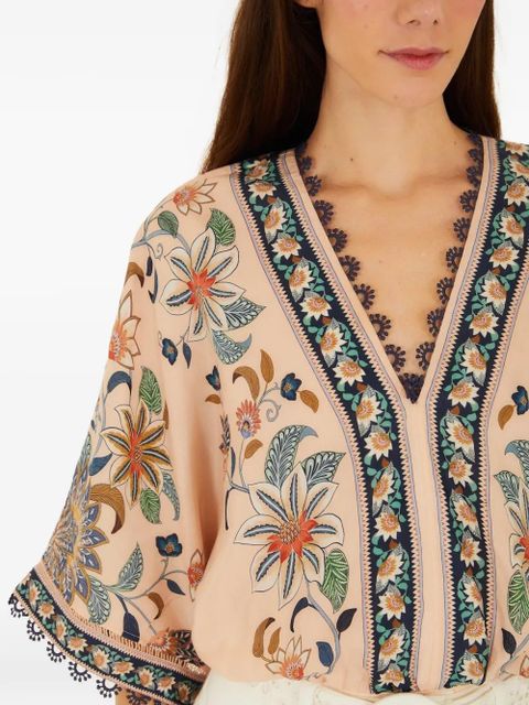 FARM Rio floral V-neck blouse - Pink