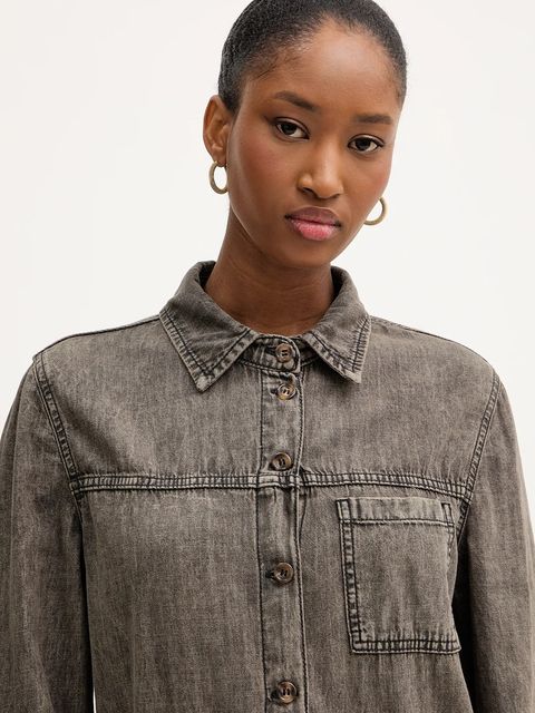 Haveone kombinezon jeansowy kolor szary bawełniany z kołnierzykiemm YGZ-P009 - zdjęcie produktu nr 2