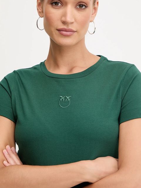 Pinko t-shirt bawełniany damski kolor zielony 100355 A2RD