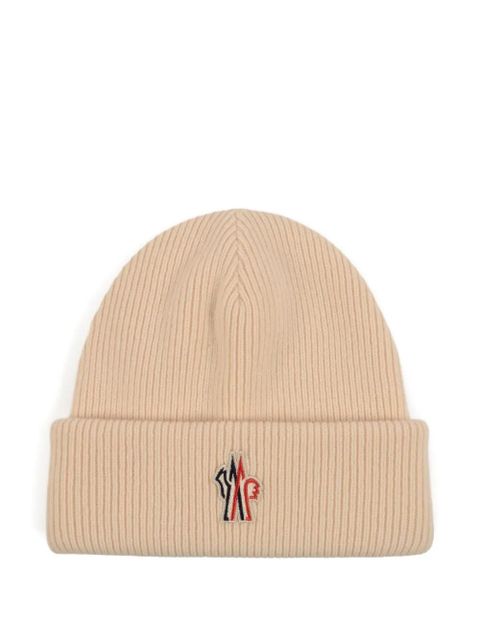 Moncler Grenoble ribbed logo-patch beanie hats - Neutrals
