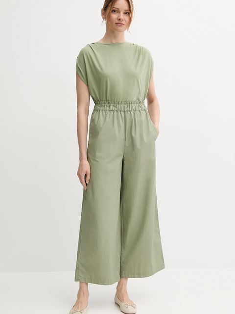 United Colors of Benetton spodnie bawełniane damskie kolor zielony proste high waist 4AC7DF09A - zdjęcie produktu nr 2