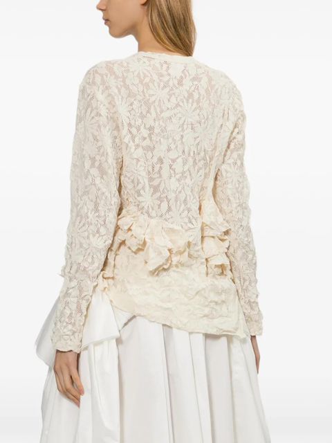 Comme Des Garçons ruffled lace top - Neutrals