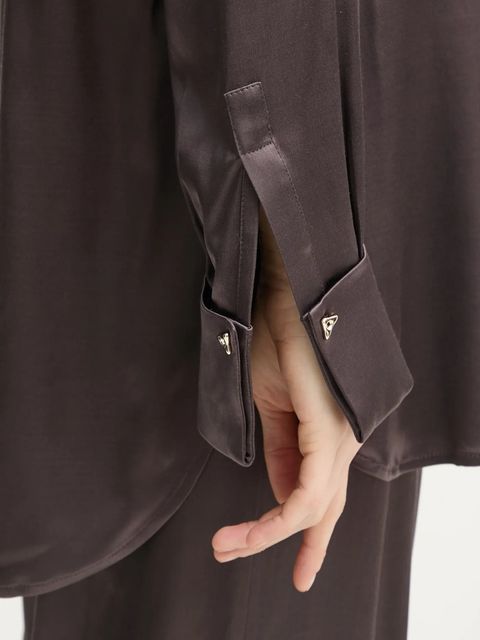 AERON koszula ABIGAIL damska kolor brązowy relaxed z kołnierzykiem klasycznym SH187558