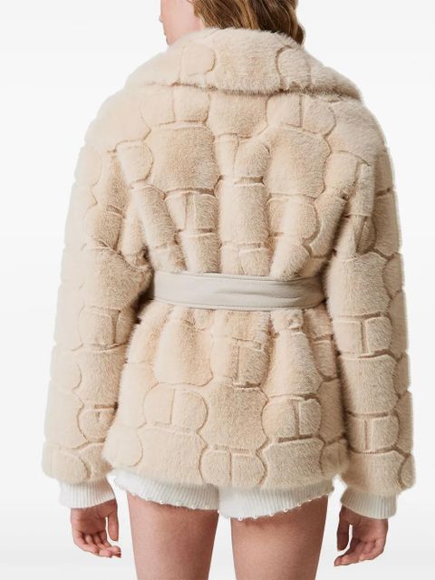TWINSET faux-fur belted jacket - Neutrals