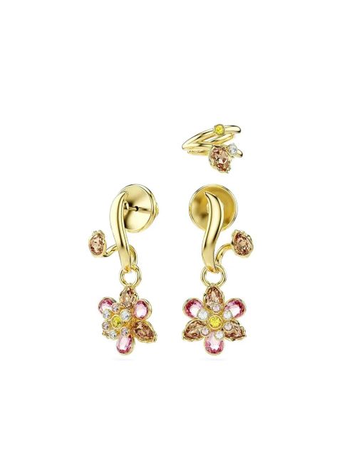 Swarovski Idyllia flower-motif earrings (set of three) - Gold