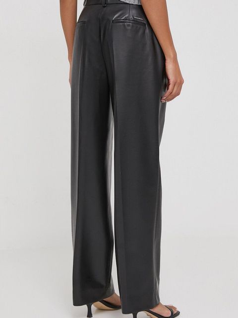 Calvin Klein spodnie damskie kolor czarny szerokie high waist