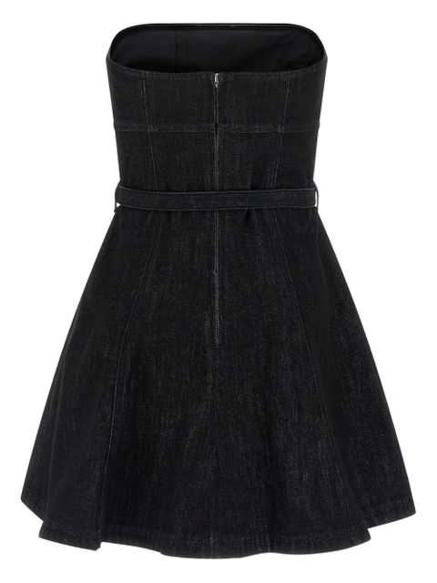 Self-Portrait jewel-button denim mini dress - Black