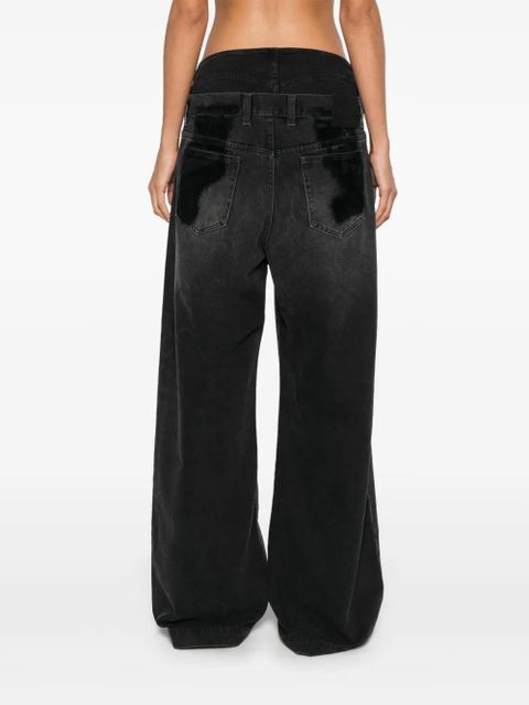 The Attico layered-waist jeans - Black
